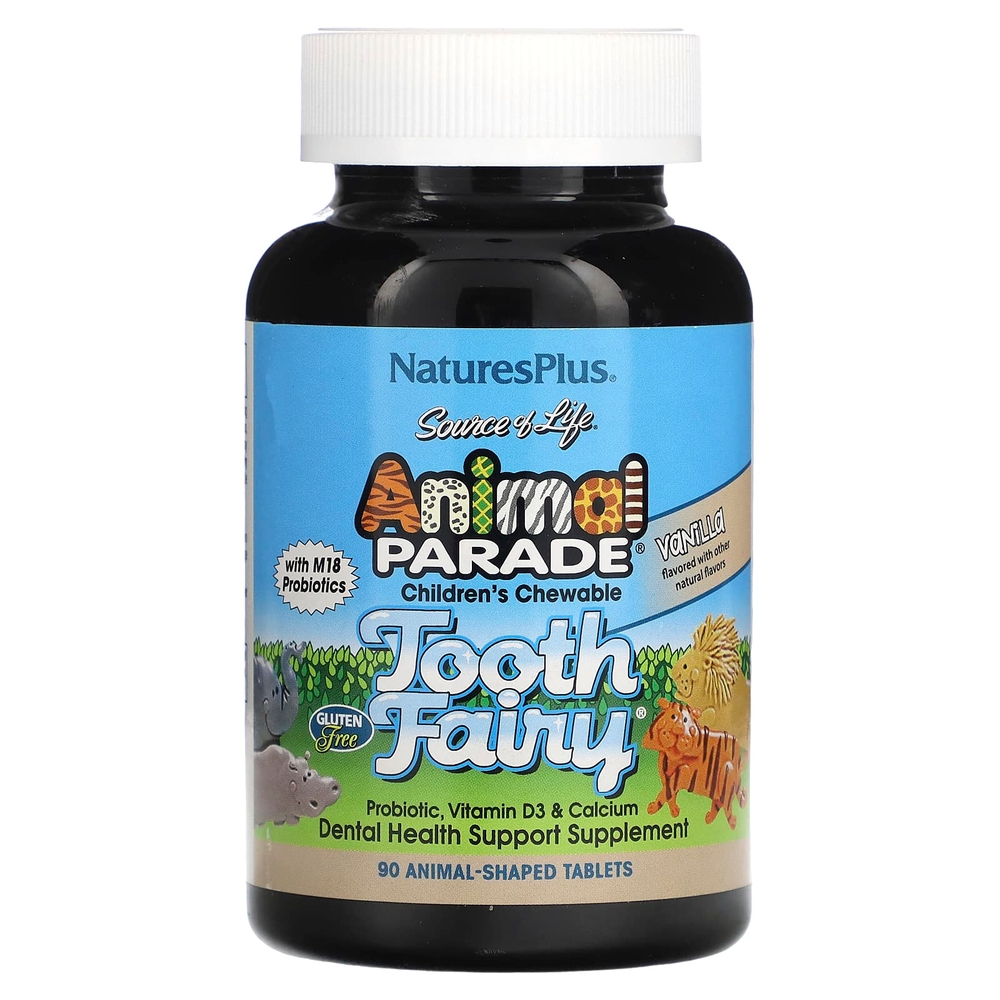 <b>NaturesPlus</b> Source of Life Animal Parade Tooth Fairy 프로바이오틱스 M18 함유 바닐라 맛 90정