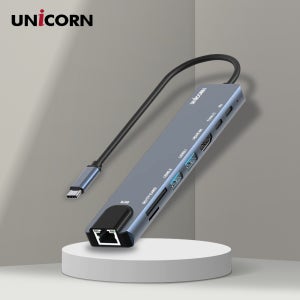 유니콘 8IN1 LAN포트 HDMI USB멀티허브 USB-C통신포트 PD87W충전 4K미러링 TF SD카드리더 TCH-L60