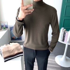 소프트 남자 반폴라 티셔츠 쫀쫀스판 목폴라 기모티