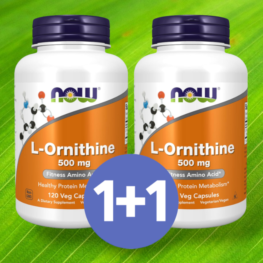 1+1 나우푸드 L-<b>오르니틴</b> 엘 <b>오르니틴</b> 500mg 120베지캡슐 아미노산 2통