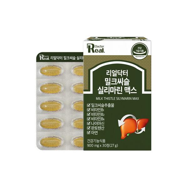 [<b>리얼닥터</b>] 밀크씨슬 실리마린 맥스 900mg /7중 복합/아연/간에좋은/간영양제/간건강/최대함량/식약처인증/<b>음주</b>전후/숙취해소 30정