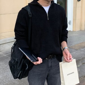 FW 오버핏 카라 반집업 긴팔 니트 (4color)