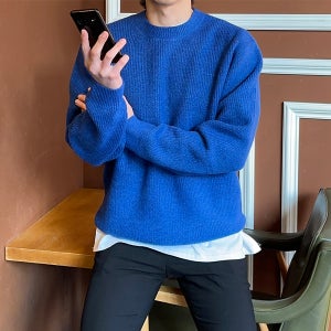 남자니트 두꺼운 캐시미어 오버핏 레드 빨간 니트 남자스웨터