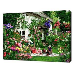 에코솔 셀프페인팅 휴일 오후의 소풍 27색 풍경화 40x50cm DIY명화그리기 숫자유화