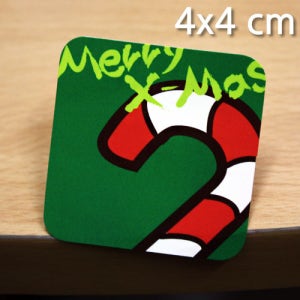 스티커 크리스마스 XMAS 지팡이 STICK 그린 4x4 cm 100개