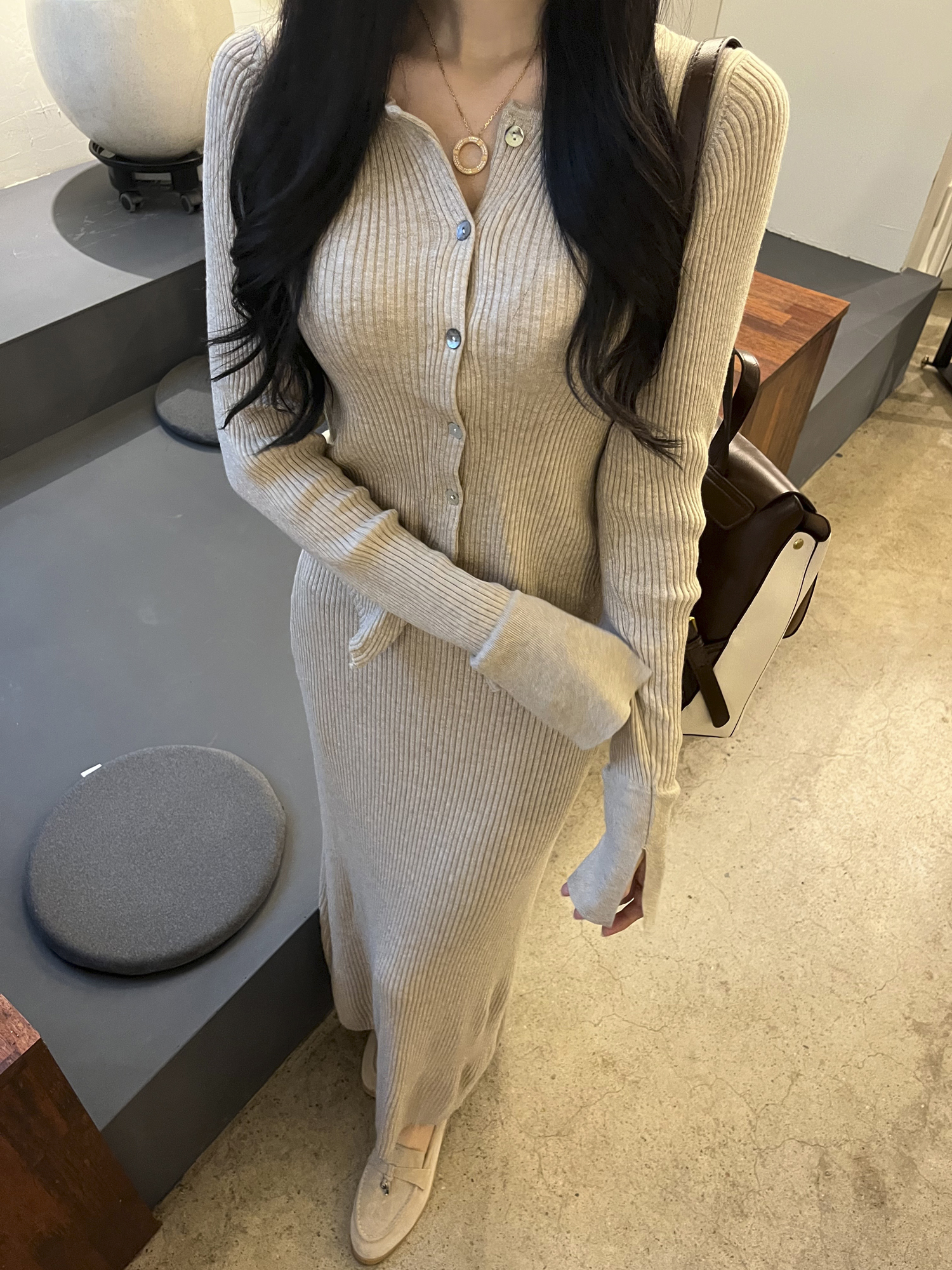 [🤍☁밍크원단/꾸안꾸룩☁] 패치 숄카라 머플러 투웨이 롱 코트 가디건 (수입) 상세 이미지 28