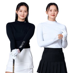 여성 골프웨어 Golf4 기모 티셔츠 겨울 보온 긴팔 폴라티 하프넥 라운드 이너웨어 상의