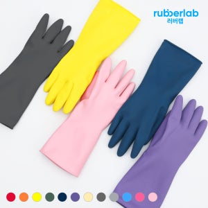 러버랩 천연라텍스 고무장갑 5개 국내산 주방 설거지 튼튼한 컬러 위생 장갑 세트