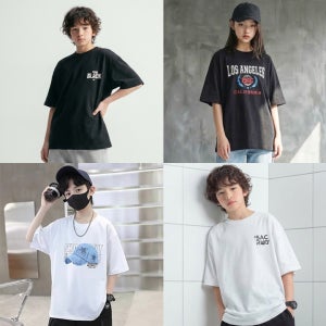주니어 여아 남아 키즈 오버핏 맨투맨 루즈핏 후드티 데일리 초등학생 반팔티