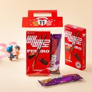 [풍성한선물] 빼빼로데이 달달 초코바 핸들헤더택 간식 구디백 / 예쁜 포장 단체 과자세트