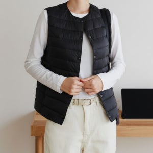 덕다운패딩조끼 여성경량패딩조끼 얆은 베스트