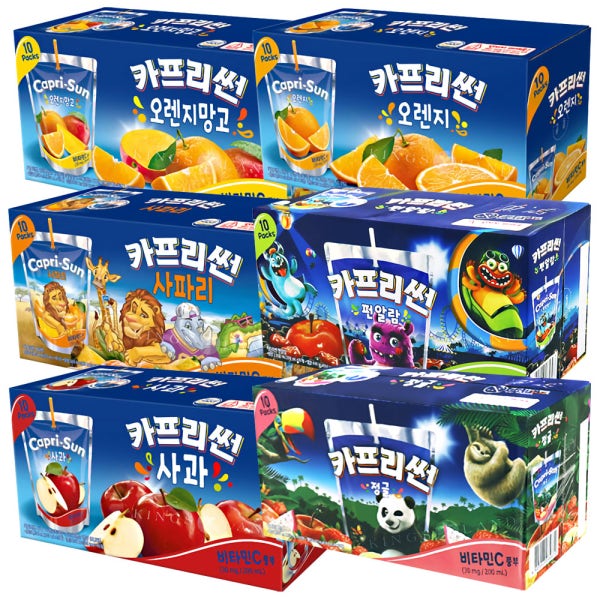 (3박스+3박스)카프리썬 200ml(오렌지+망고+사과)+(사파리+펀알람+정글)