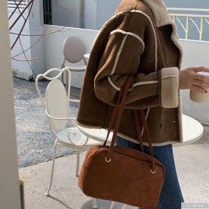 엘로 무스탕 스웨이드 양털 카라 자켓 2col 겨울 도톰 루즈핏 오버핏 모피 제이플로우