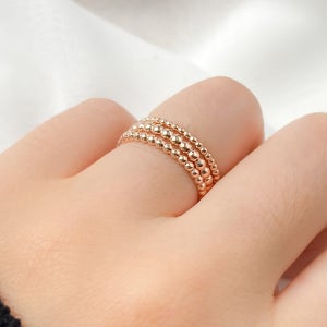 18K 금 반지 볼 볼륨 기본 레이어드 데일리 빼를리 스틱 3종