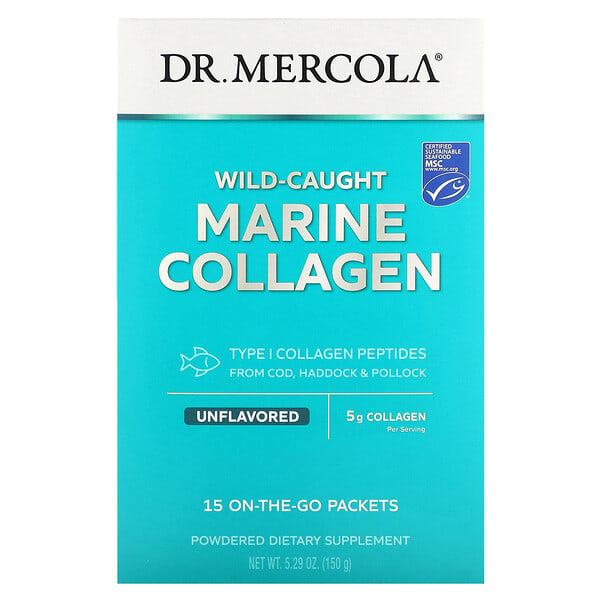 Dr. Mercola, 자연산 해양 콜라겐, 무맛, 15팩