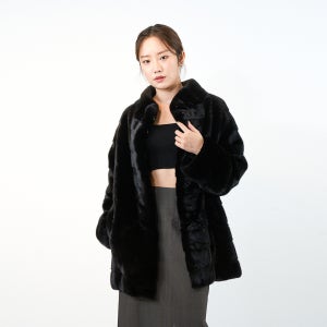 [LAST 2025] 블랙 차이나카라 호리젠탈 밍크자켓