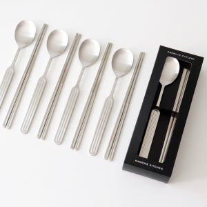 [5인세트] 국내산 프리미엄 카모메키친 릿지 스텐 수저세트 숟가락 5개 젓가락 5개