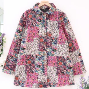 할머니점퍼 꽃누빔잠바 핑크색 누빔패딩코트 단추 요양원옷 70대80대90대 어르신옷생신선물