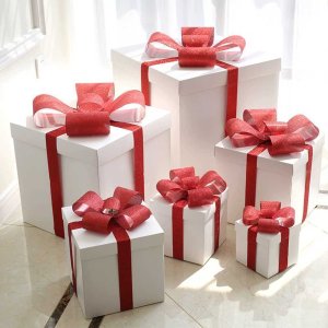 크리스마스 장식 용품 흰색 선물 가방 선물 상자 쇼핑몰 장식 윈도우 디스플레이 장식 소품