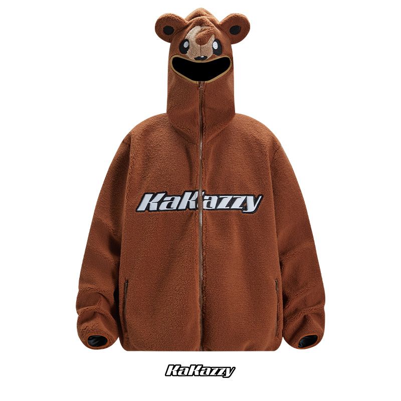 KAKAZZY 카카지 겨울 후리스 자켓 오버핏 갈색 에스