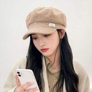 여자 공항패션 코듀로이 뉴스보이캡 헌팅 소두 모자 캡