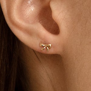 14k 프릴 리본 귀걸이 데일리 미니