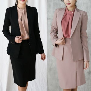 여성정장세트 투피스 베이직 라인 자켓 스커트 셋업 하객룩 면접 오피스룩