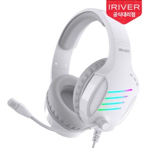 아이리버 노이즈캔슬링마이크 레인보우 LED USB 게이밍 헤드셋 EQwear-G7H 화이트