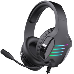 아이리버 노이즈캔슬링마이크 레인보우 LED USB 게이밍 헤드셋 EQwear-G7H 블랙