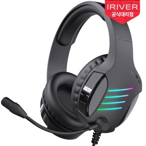 아이리버 노이즈캔슬링마이크 레인보우 LED USB 게이밍 헤드셋 EQwear-G7H 블랙