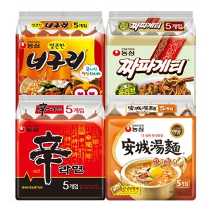 농심 봉지라면 혼합 20봉 (신라면+안성탕면+너구리+짜파게티 각 5봉)