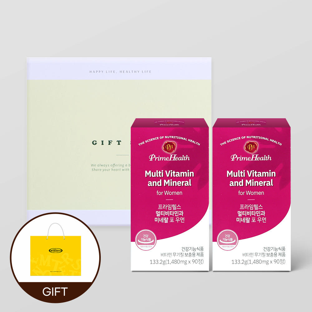 <b>마더네스트</b> 프라임헬스 멀티비타민과 미네랄 포우먼 90정 2개입 선물세트