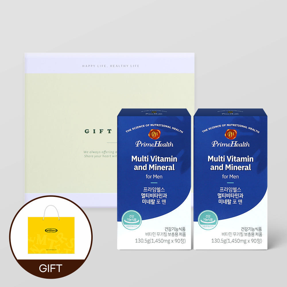 <b>마더네스트</b> 프라임헬스 멀티비타민과 미네랄 포맨 90정 2개입 선물세트