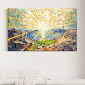 뭉크-샤이닝 골드 일출 캔버스액자 복을 부르는 명화 중형 12호 [60.6x40.9cm]