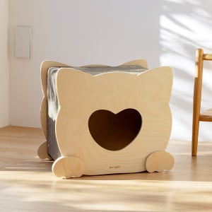 페리가토 고양이 집 동굴 하우스 스크래쳐 원목 하트 숨숨집