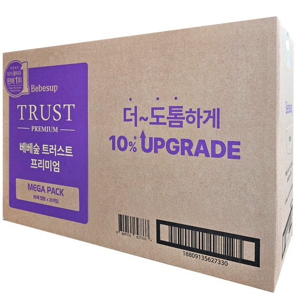 베베숲 물티슈 트러스트 프리미엄 80매20팩 도톰한 두꺼운 신생아 아기물티슈