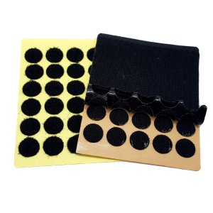 지름 3cm 국산 교구제작용 강력접착 원형벨크로테이프 스티커 검정색 거칠이 12개입