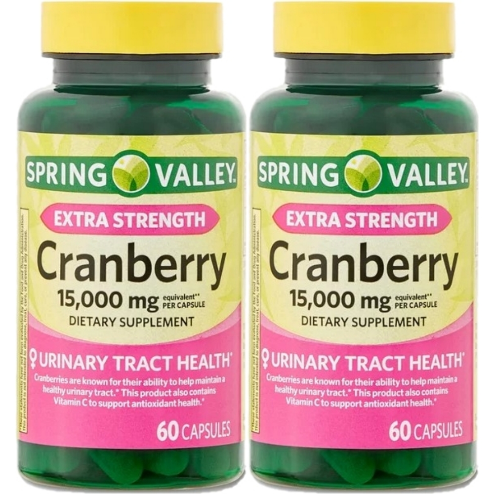 스프링 밸리 엑스트라 스트렝스 50배 농축 <b>크랜베리 15000mg</b> 60정 2병