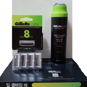 질레트 랩스 면도날 8입+래피드 포밍 쉐이브 젤 198ml