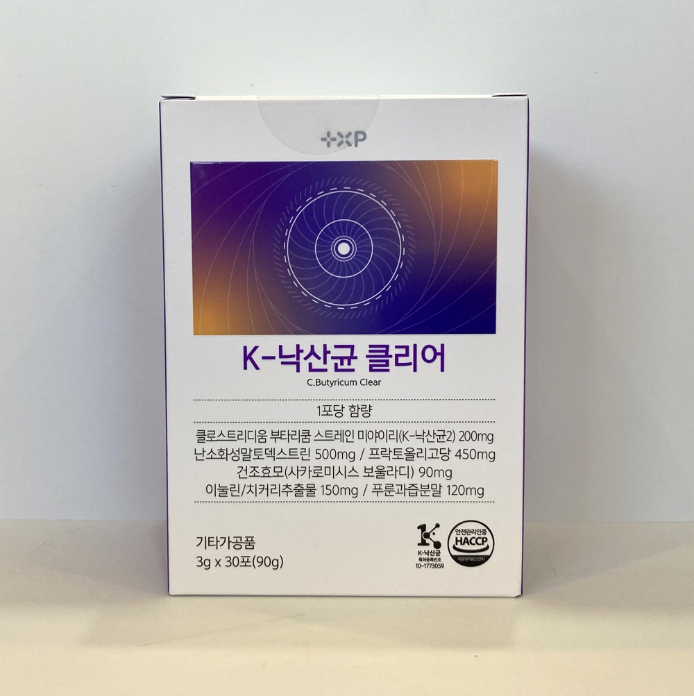 비타민하우스 k-낙산균 클리어 장건강 (3g x 30포) 소화장애 소화불량 위불편 복통 쾌변 숙변 배에가스빼는법 복부팽만 잔변감 배에가스차는이유 정장제