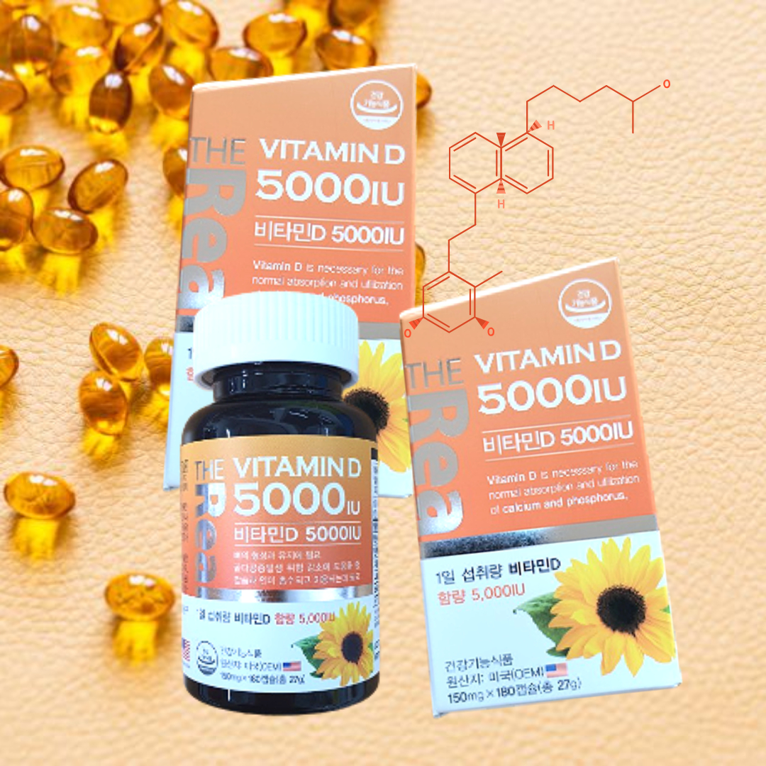 <b>더리얼</b> 홍화씨 <b>비타민 D</b> 3 150mg 180+180캡슐 칼슘 뼈