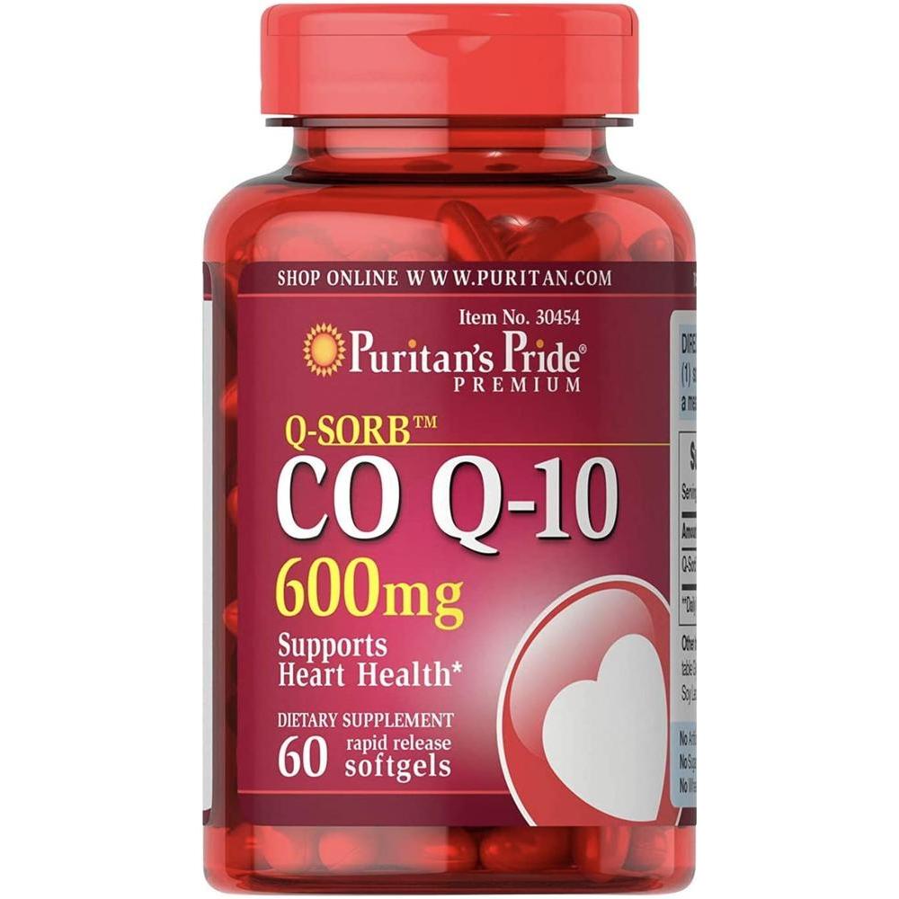 미국직구 청교도인의 프라이드 Q-Sorb <b>CoQ</b>10 (Coenzyme Q10) 600mg 천연 를 식이요법 60 Rapid Release Softgels
