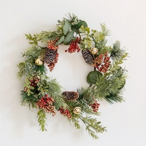 크리스마스 리스 고급 솔방울 조화리스 (소) 겨울 인테리어 벽걸이 장식품