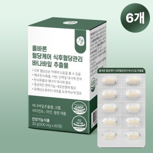 올바른 혈당케어 식후 혈당 관리 바나바잎 추출물 60정, 6개