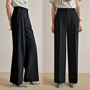 도밍고블루 링클프리 투핀턱 와이드슬랙스 (domingoblue 찰랑 뒷밴딩 후크 스판)