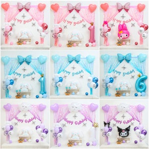 [피앤비유니티]시나모롤 마이멜로디 쿠로미 생일가랜드커튼세트 생일파티용품