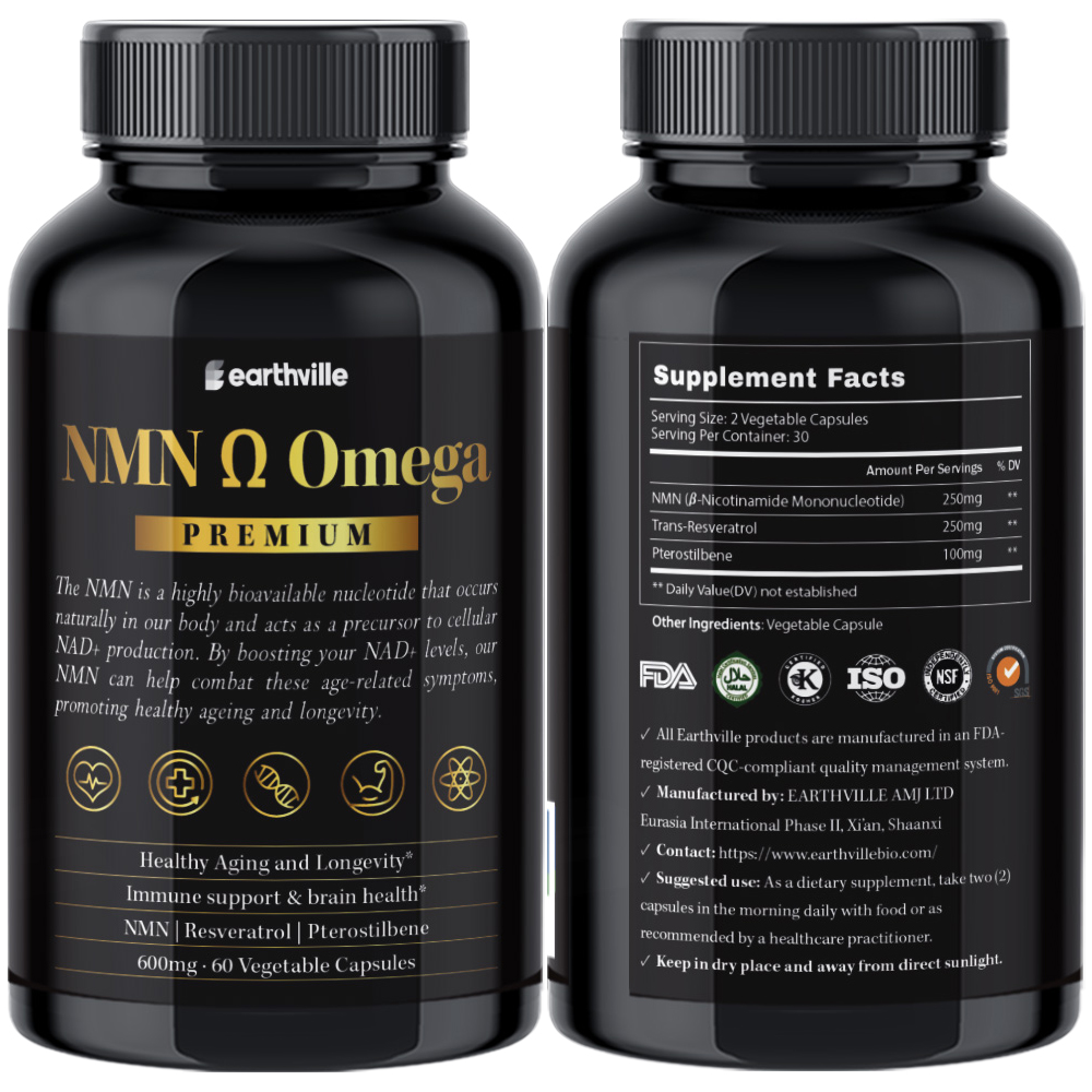 어스빌 NMN 3중케어 <b>레스베라트롤</b> 프테로스틸벤 효능 NR NAD부스터 600mg