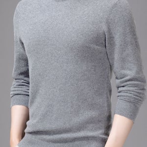 남자 반목 폴라티 캐시미어 라이크 원단 하프목 니트티 Layered Knit 117