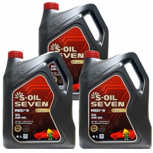 에스오일 세븐 레드 9 SQ 0W30 6L x 3개 1박스 18L 가솔린 LPG 전용 100% 합성 엔진오일 (5W30 대체시 연비개선)