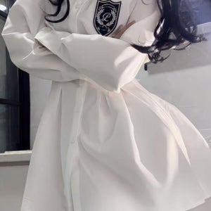 키작녀 스쿨룩 놀이공원코디 핀턱 미니 셔츠 원피스